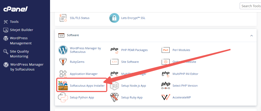 cPanel - Software Section - Softaculous Apps Installer