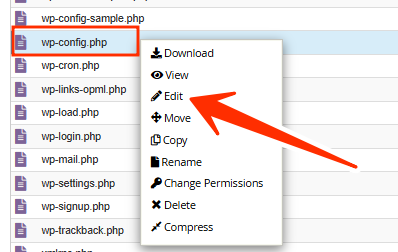 wp-config.php - Edit