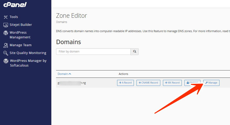 Zone Editor - Manage