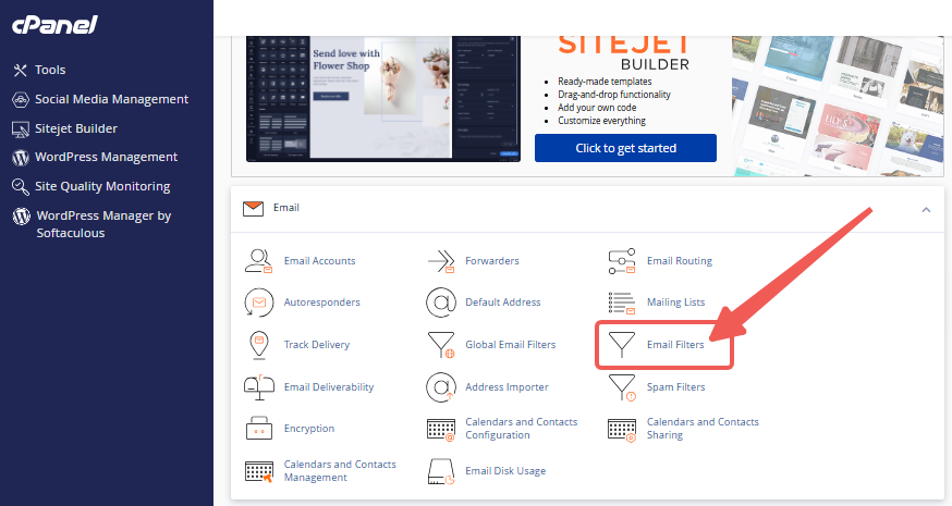 cPanel - Email Section - Email Filters