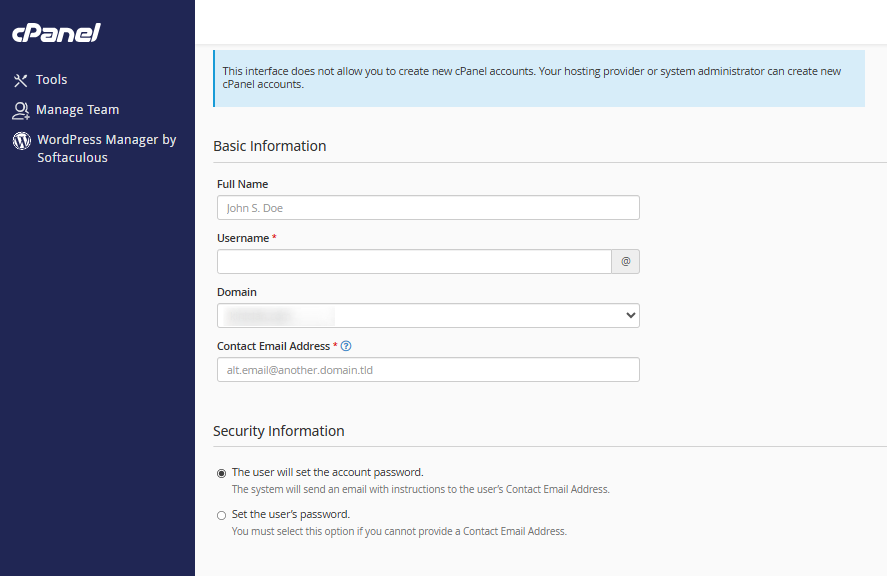 Add User - Basic Information