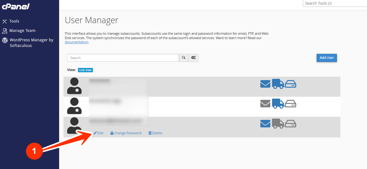 User Manager - Subaccount - Edit