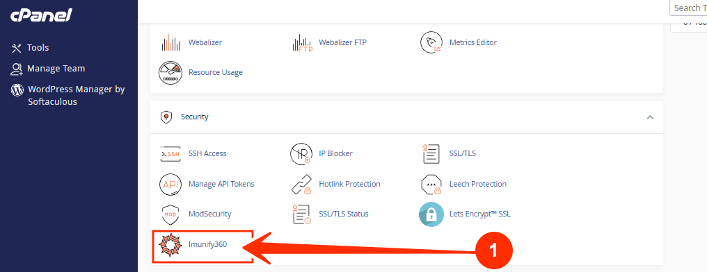 cPanel - Security Section - Imunify360
