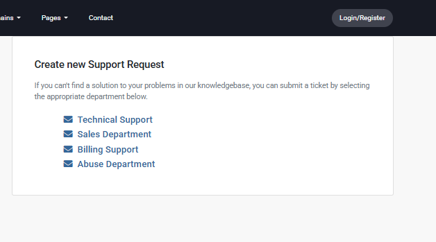 Send Ticket - Department