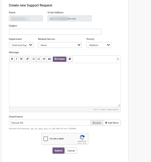 Support Ticket Form - Submit