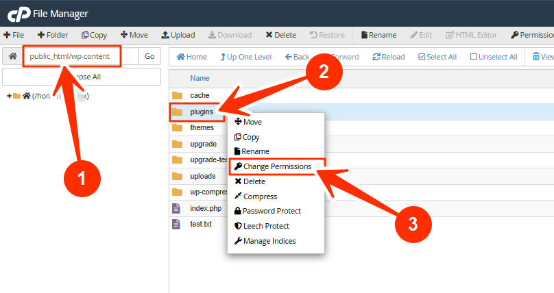 File Manager - Plugins - Change Permissions