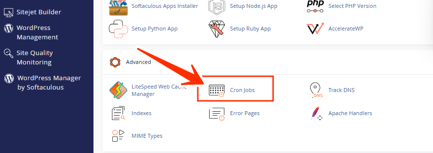 cPanel - Advanced section - Cron Jobs