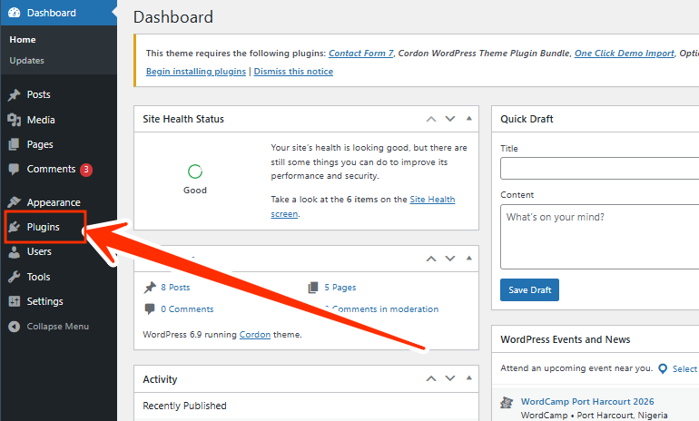 WordPress Dashboard - Plugins
