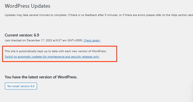 WordPress Updates