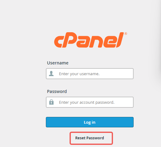 cPanel - Reset Password Link