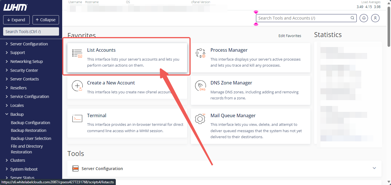 WHM - List Accounts