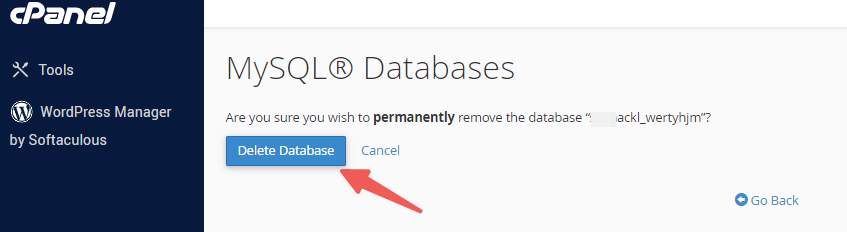 cPanel - Delete Database Permanently