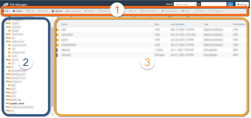 Key Sections of the File Manager