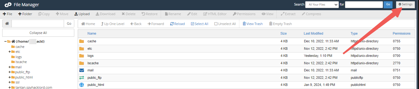 cPanel - File Manager - Settings