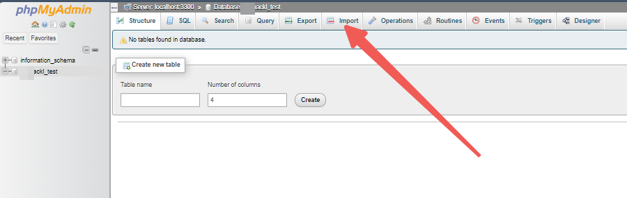 phpMyAdmin - Import