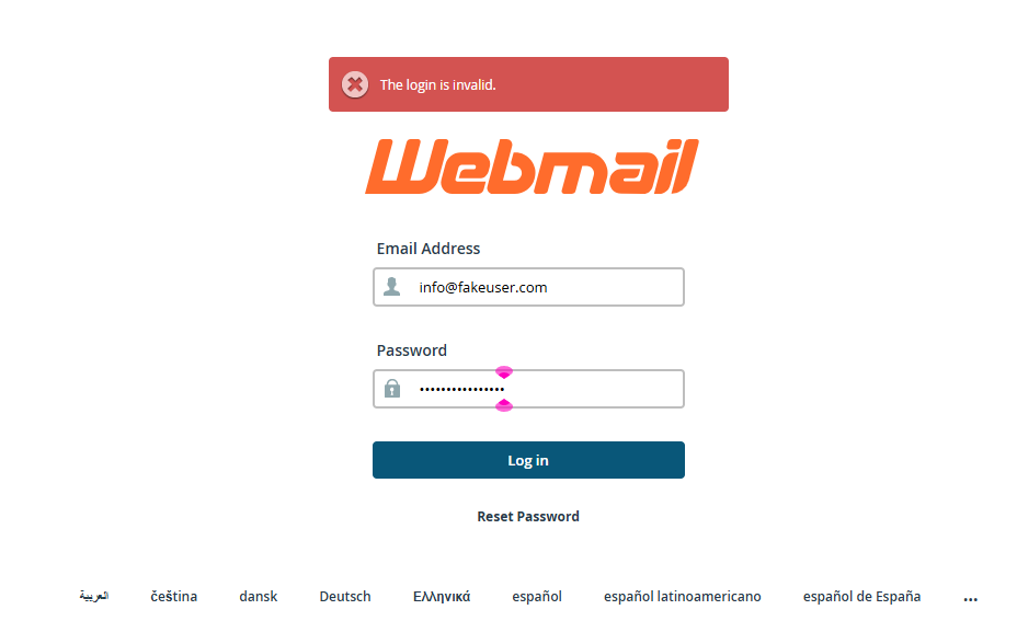 Webmail - Reset Password