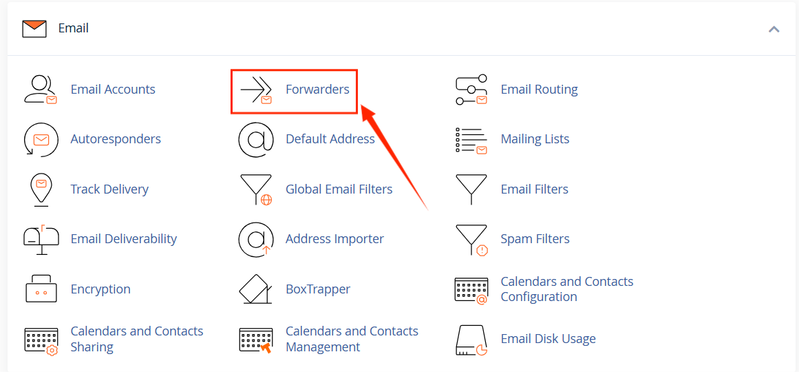 cPanel - Email Section - Forwarders