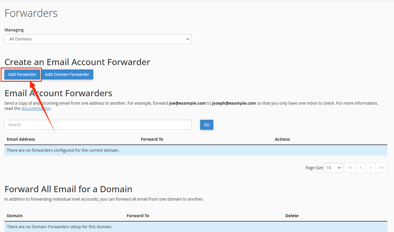 Forwarders - Add Forwarder