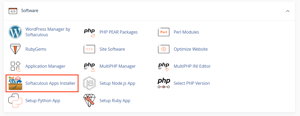 cPanel-Software Section-Softaculous Apps Installer