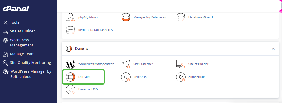 cPanel - Domains Section - Domains