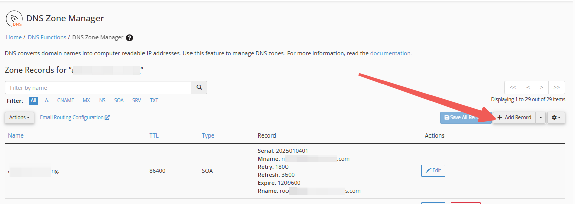 DNS Zone Manager - + Add Record