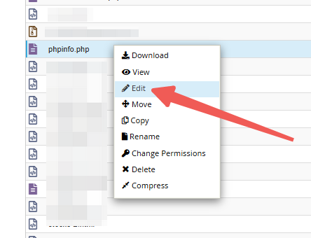 phpinfo.php File - Edit