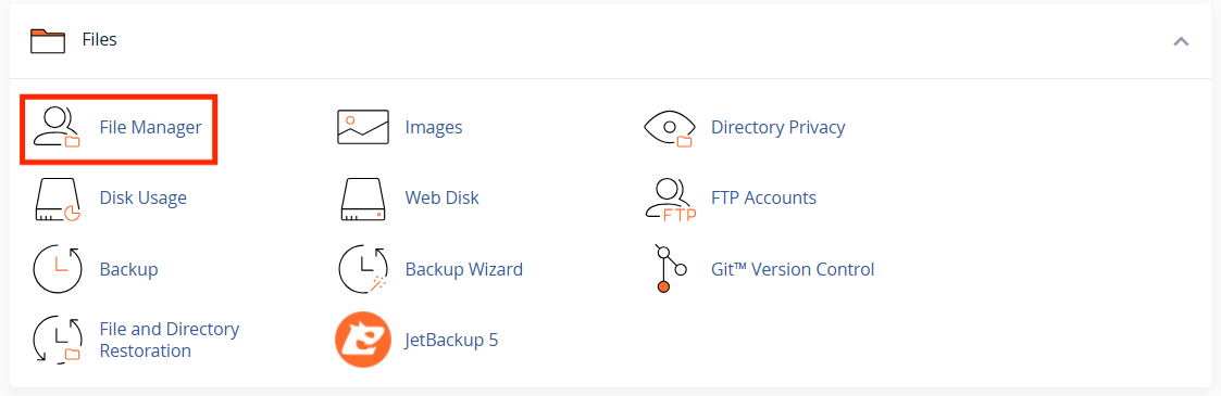 cPanel -Files Section - File Manager