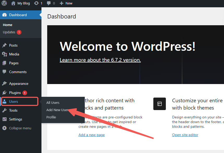 WordPress Dashboard - Users - Add New User