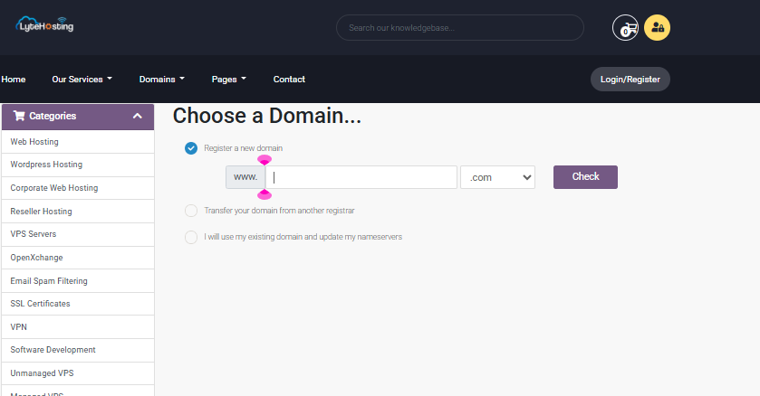Aspire Plan - Choose a Domain