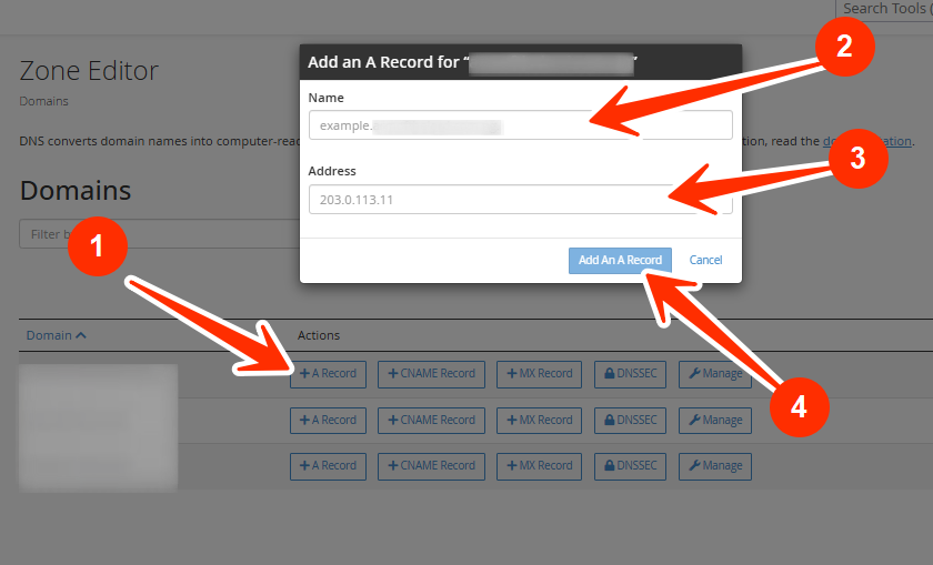 + A Record - IP Address - Add An A Record
