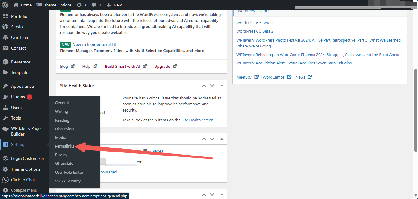 WordPress Dashboard Settings