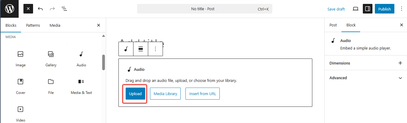 WordPress - Upload Audio