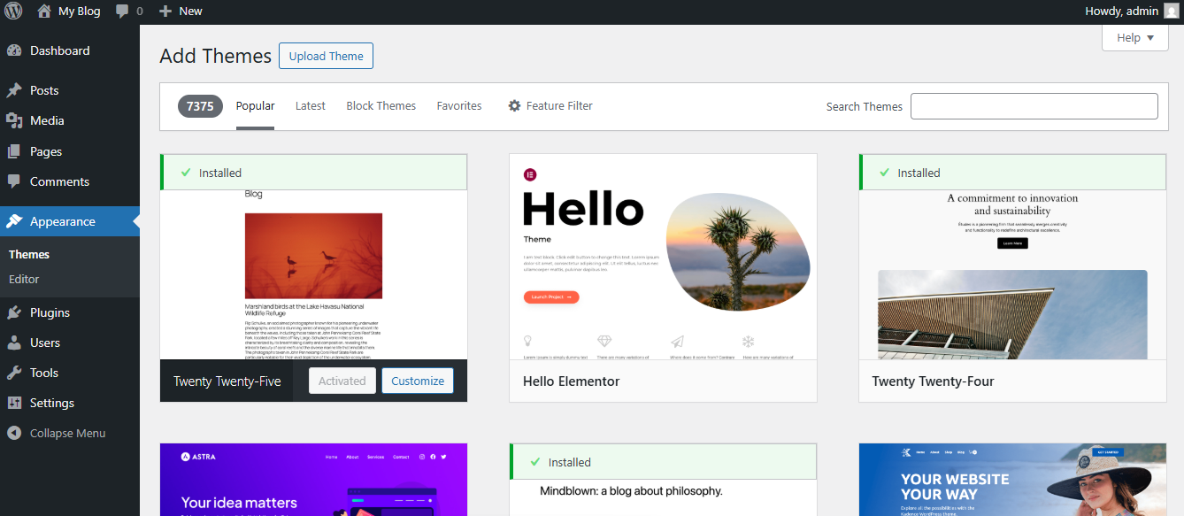 Browse Available Themes