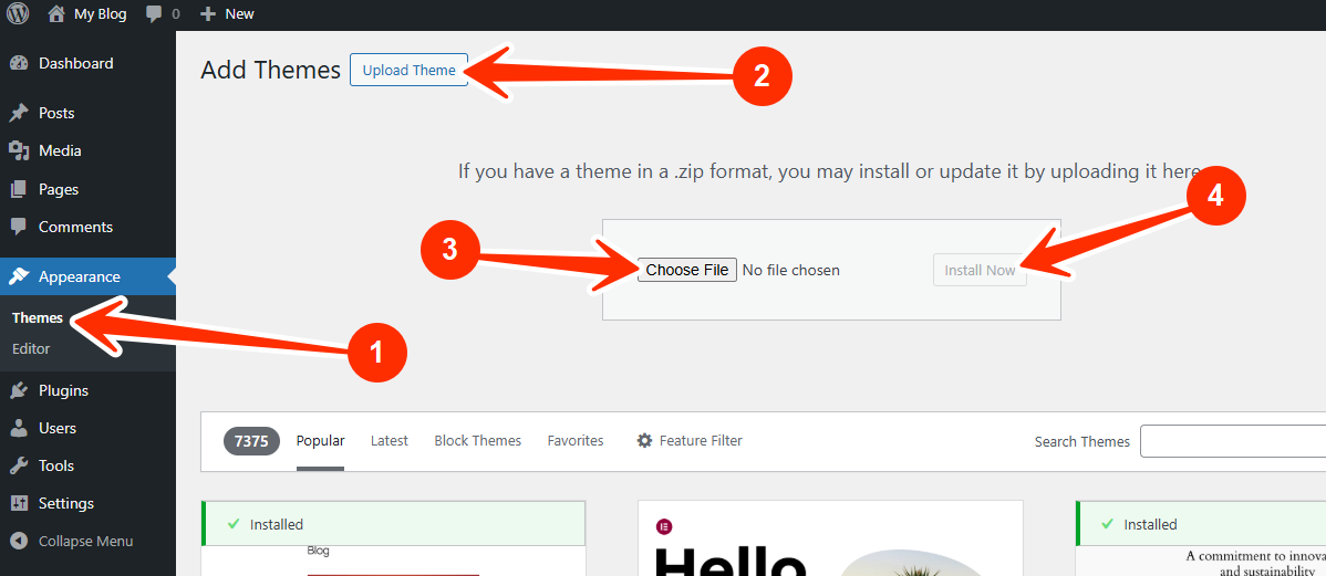 WordPress - Upload Theme