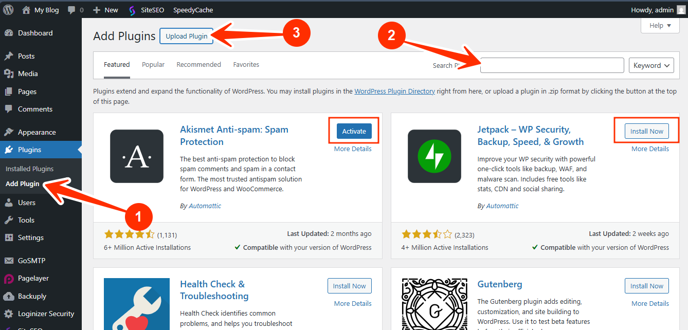 WordPress - Upload Plugins
